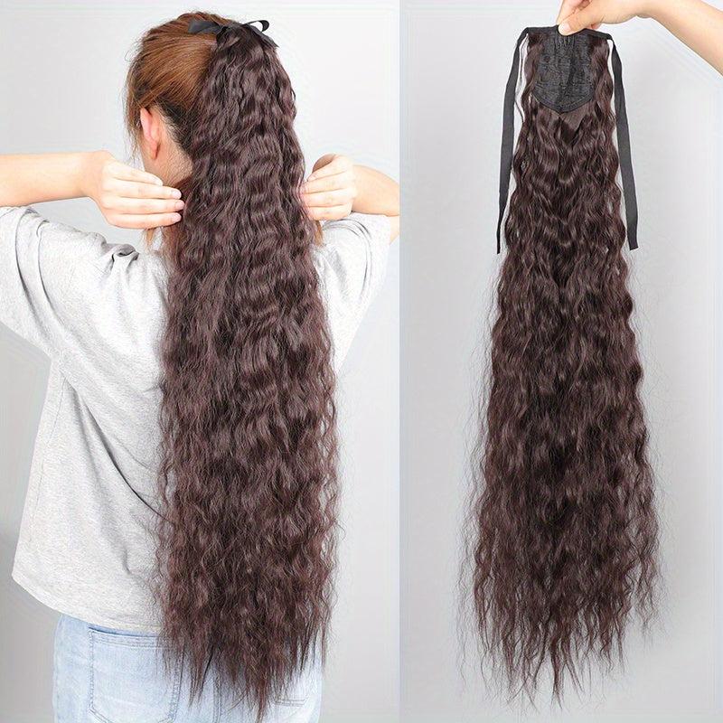 Synthetic Hair Extensions Ponytail Strap with Corn Whiskers Curly Long Ponytail