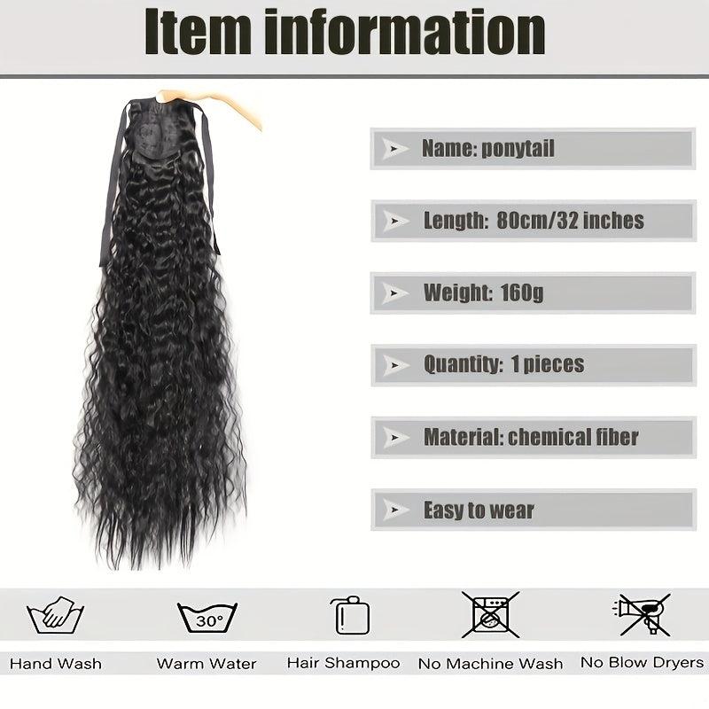 Synthetic Hair Extensions Ponytail Strap with Corn Whiskers Curly Long Ponytail