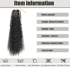 Synthetic Hair Extensions Ponytail Strap with Corn Whiskers Curly Long Ponytail