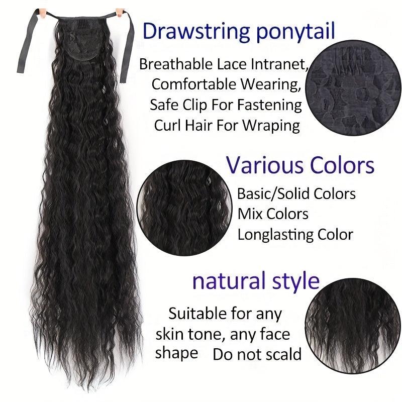 Synthetic Hair Extensions Ponytail Strap with Corn Whiskers Curly Long Ponytail