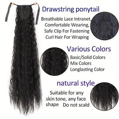Synthetic Hair Extensions Ponytail Strap with Corn Whiskers Curly Long Ponytail