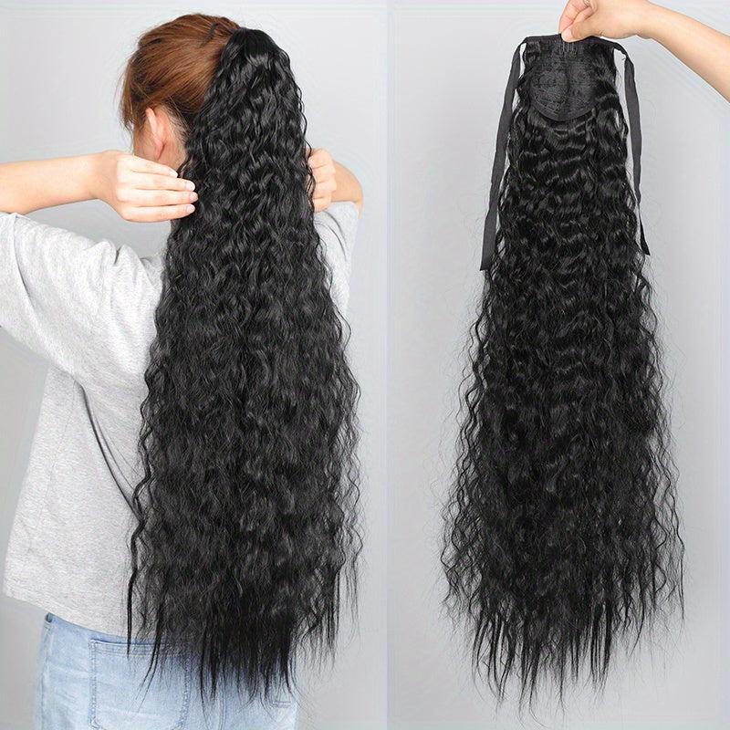 Synthetic Hair Extensions Ponytail Strap with Corn Whiskers Curly Long Ponytail