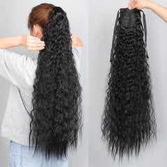 Synthetic Hair Extensions Ponytail Strap with Corn Whiskers Curly Long Ponytail