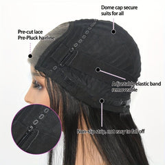 Glueless Bob Wigs Human Hair Pre Plucked 4x4 Straight Lace Front Wig