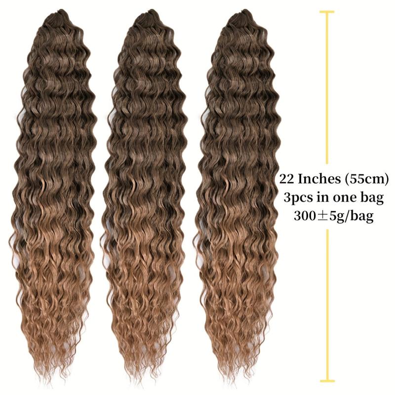 3pcs Long Curly Twist Crochet Hair Extensions Synthetic Fiber Water Wav