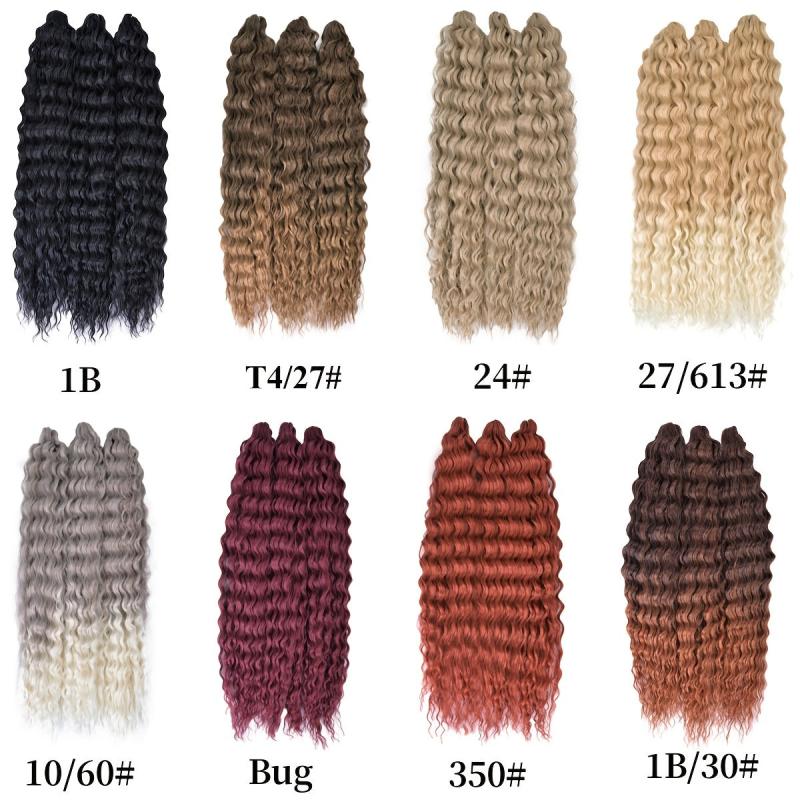 3pcs Long Curly Twist Crochet Hair Extensions Synthetic Fiber Water Wav