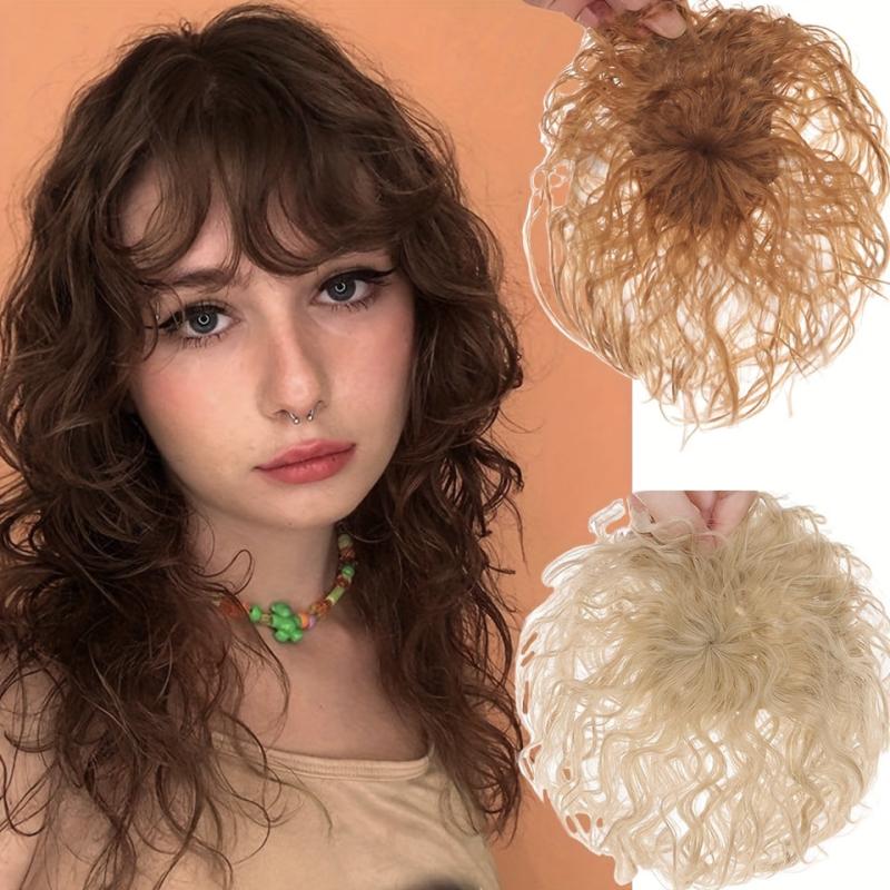 Synthetic Fiber Corn Curly Hair Pieces Fluffy Hairpiece Clip In Hair Extensions