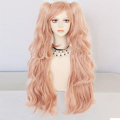 Long Wave Pink Anime Cosplay Wig with 2 Ponytails