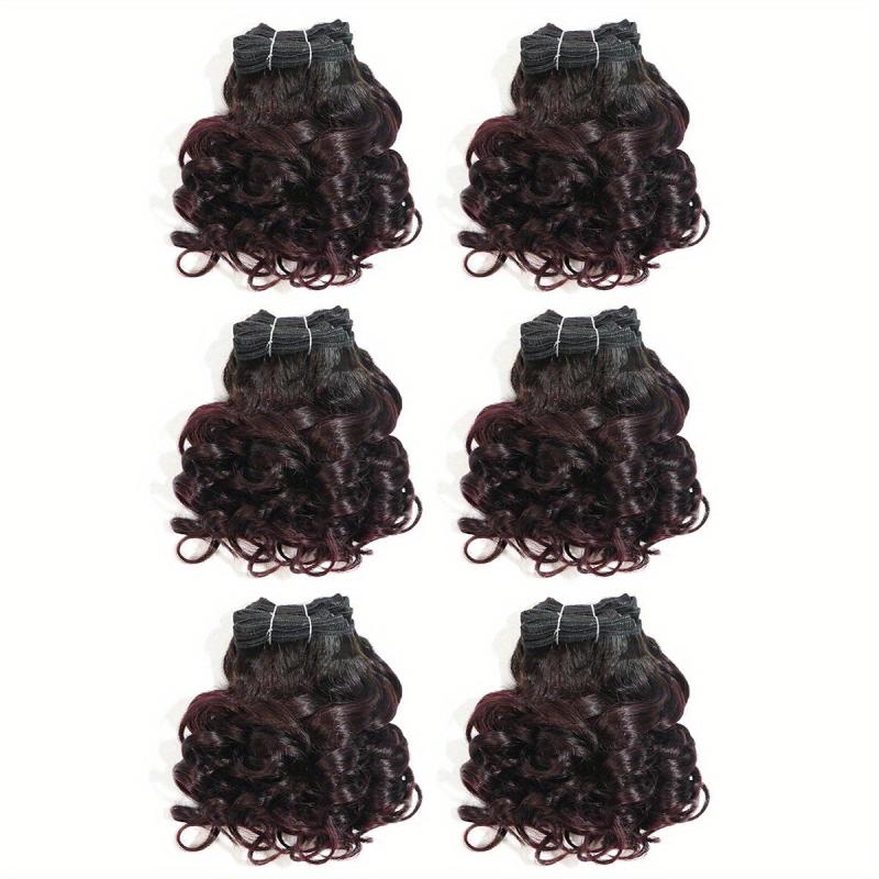 6 Pcs Brazilian Human Hair Weave Bundles Curly Hair Extensions