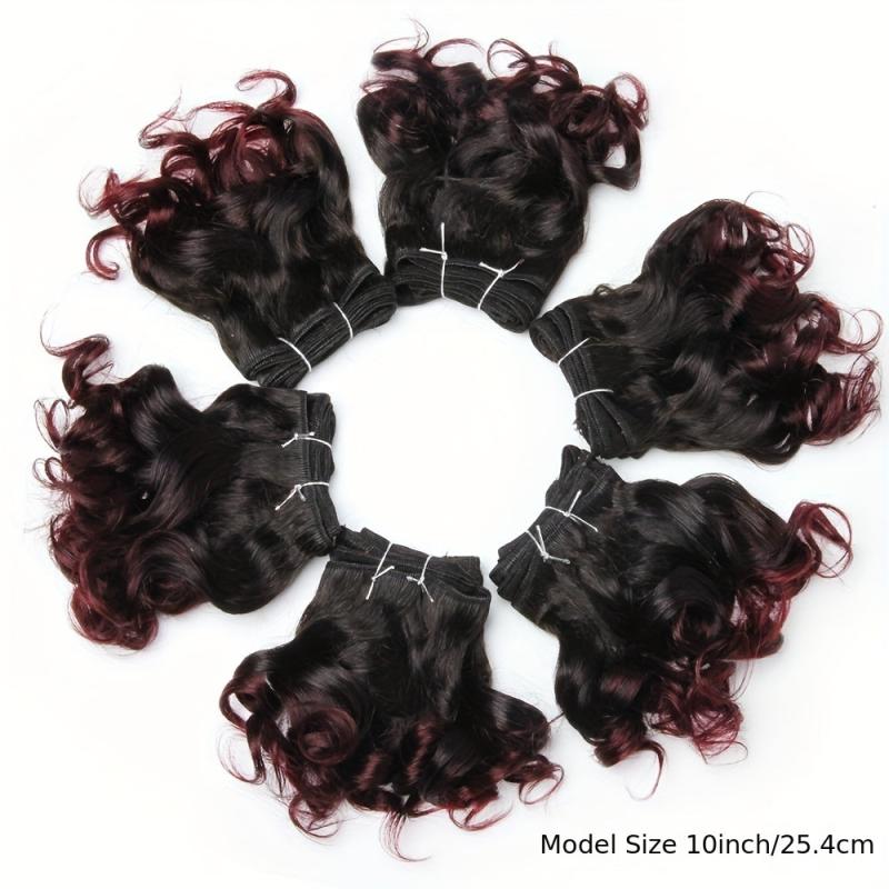 6 Pcs Brazilian Human Hair Weave Bundles Curly Hair Extensions