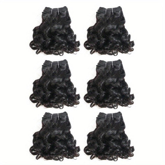 6 Pcs Brazilian Human Hair Weave Bundles Curly Hair Extensions