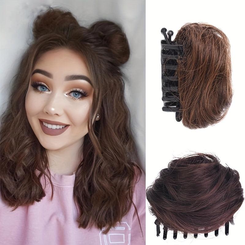 Curly Hair Extensions Claw Clip In Hair Bun Synthetic Ponytail Piece
