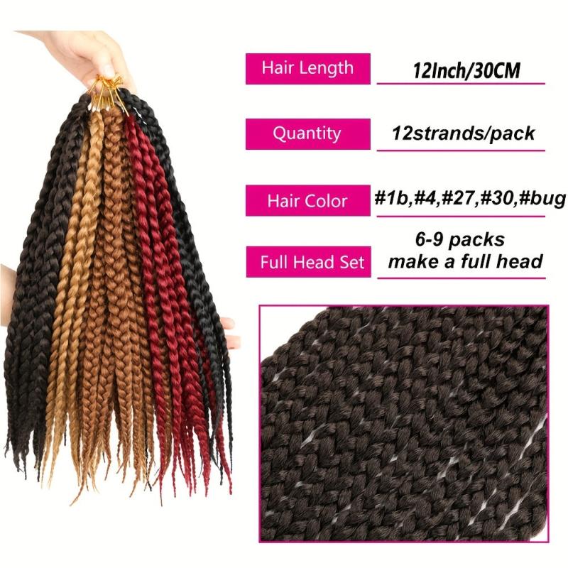 Short Box Braids Crochet Hair Durable Synthetic Extensions 30