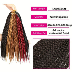 Short Box Braids Crochet Hair Durable Synthetic Extensions 30