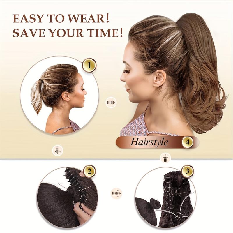 Wavy Claw Ponytail Hair Extensions Chestnut Brown 4AH27 30 3