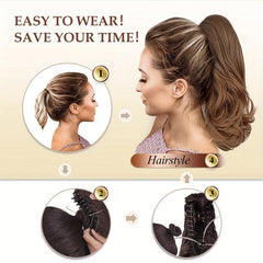 Wavy Claw Ponytail Hair Extensions Chestnut Brown 4AH27 30 3