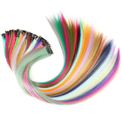 10PCS Colored Hair Extensions Straight Clip In Hairpieces for Women Girls