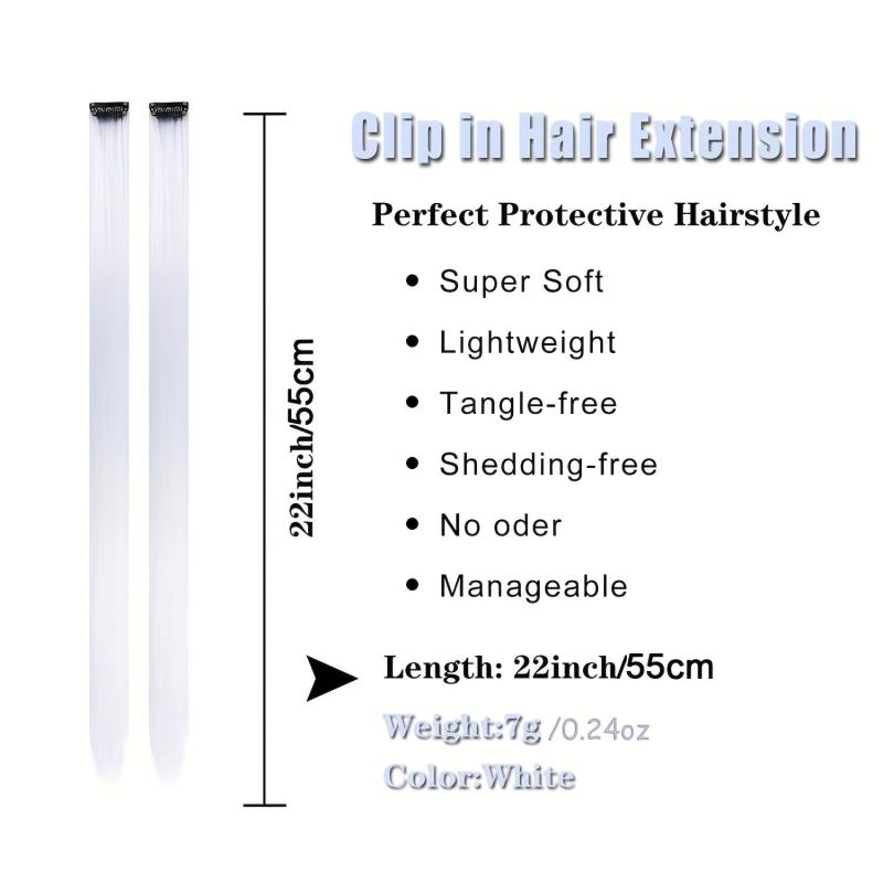 10PCS Colored Hair Extensions Straight Clip In Hairpieces for Women Girls