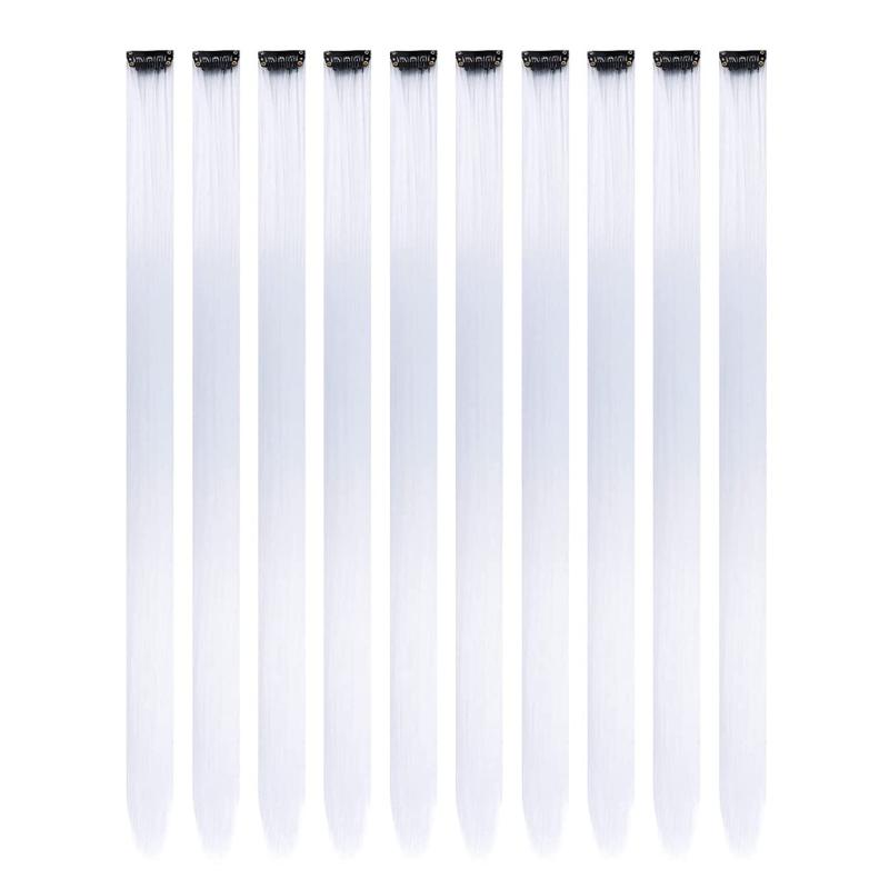 10PCS Colored Hair Extensions Straight Clip In Hairpieces for Women Girls