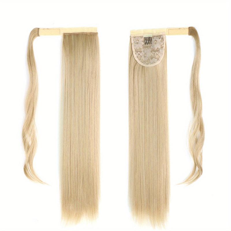 Hook and loop Fastener Ponytail Wig Strap Style Women's Long Straight Hair
