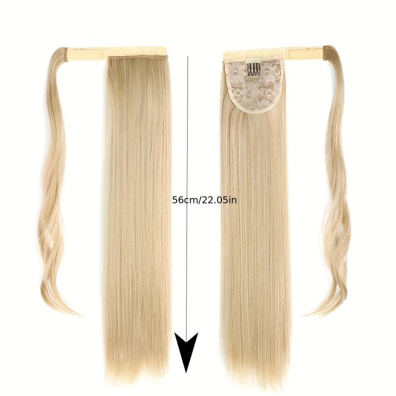 Hook and loop Fastener Ponytail Wig Strap Style Women's Long Straight Hair