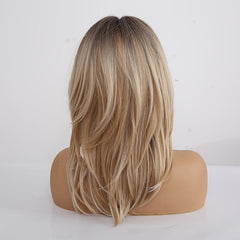 Long Straight Layered Wig Ombre Bangs