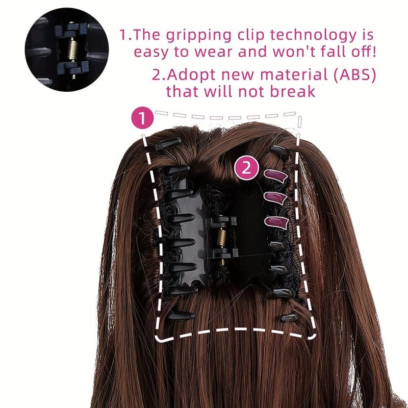 Short Wavy Claw Ponytail Hair Extensions Synthetic Hair Piece for Ladies