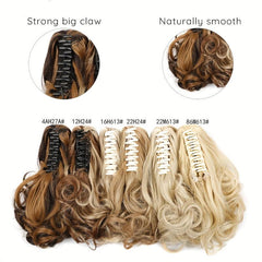 Short Wavy Claw Ponytail Hair Extensions Synthetic Hair Piece for Ladies