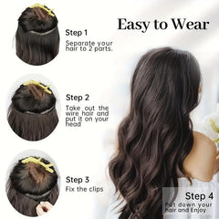 88 Cm Long Curly Wavy Hair Extensions 5 Clips In Synthetic Natural Looking