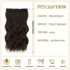 88 Cm Long Curly Wavy Hair Extensions 5 Clips In Synthetic Natural Looking