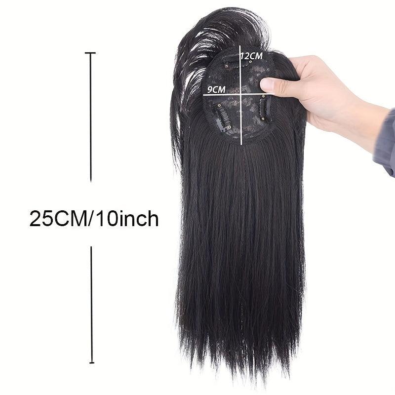 Natural Look Straight Hair Topper With Bangs for Daily Use