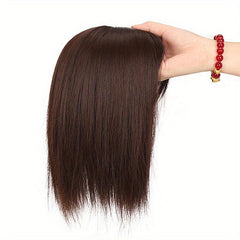 Natural Look Straight Hair Topper With Bangs for Daily Use