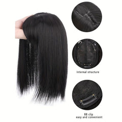 Natural Look Straight Hair Topper With Bangs for Daily Use