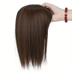 Natural Look Straight Hair Topper With Bangs for Daily Use