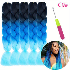 5pcs Ombre Braids Ponytail Synthetic Crochet Hair Extensions 60