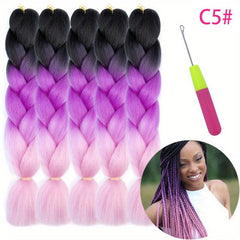 5pcs Ombre Braids Ponytail Synthetic Crochet Hair Extensions 60