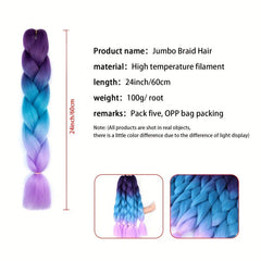 5pcs Ombre Braids Ponytail Synthetic Crochet Hair Extensions 60