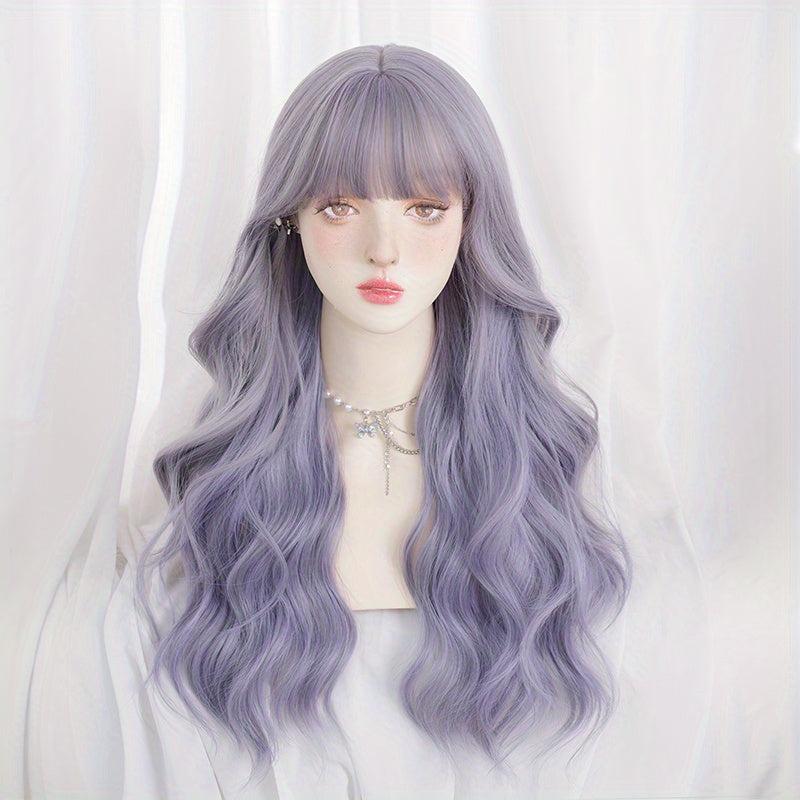 Butterfly Haircut Long Wavy Hair Wigs With Bangs Synthetic Fiber