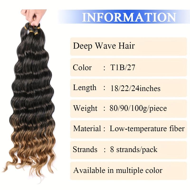 18-24 Inch Deep Wave Curly Synthetic Hair Extension 80-100 G