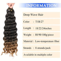 18-24 Inch Deep Wave Curly Synthetic Hair Extension 80-100 G