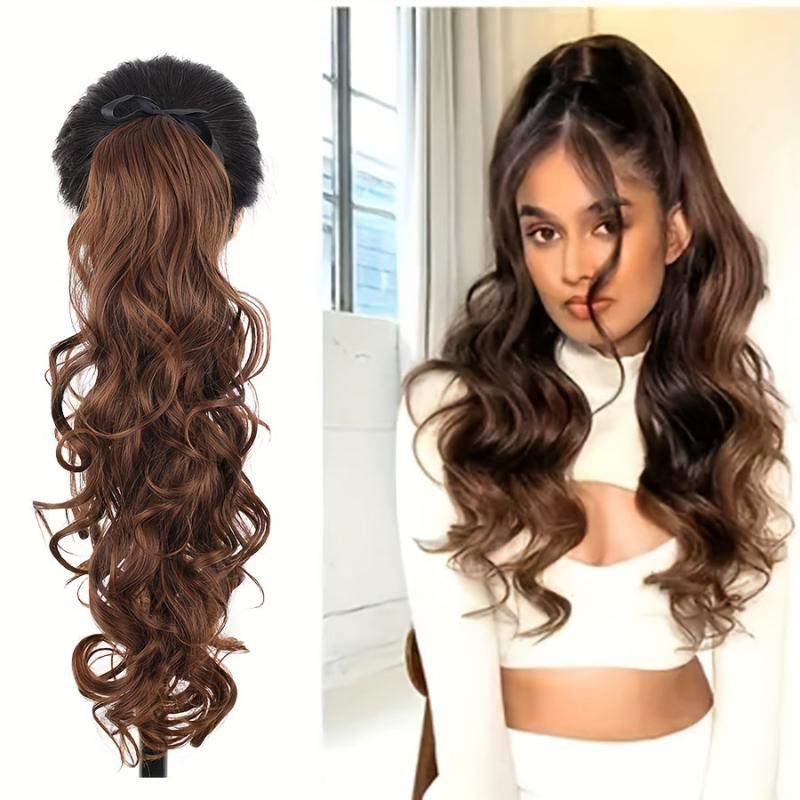 Long Wavy Ponytail Extensions 45 Ponytail Synthetic Hairpiece