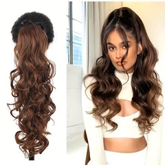 Long Wavy Ponytail Extensions 45 Ponytail Synthetic Hairpiece
