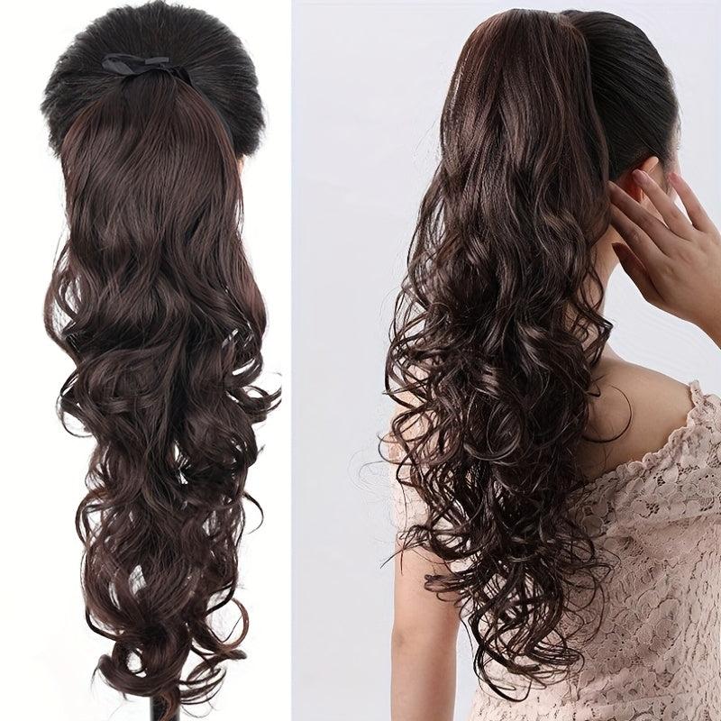 Long Wavy Ponytail Extensions 45 Ponytail Synthetic Hairpiece