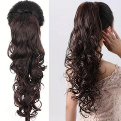 Long Wavy Ponytail Extensions 45 Ponytail Synthetic Hairpiece