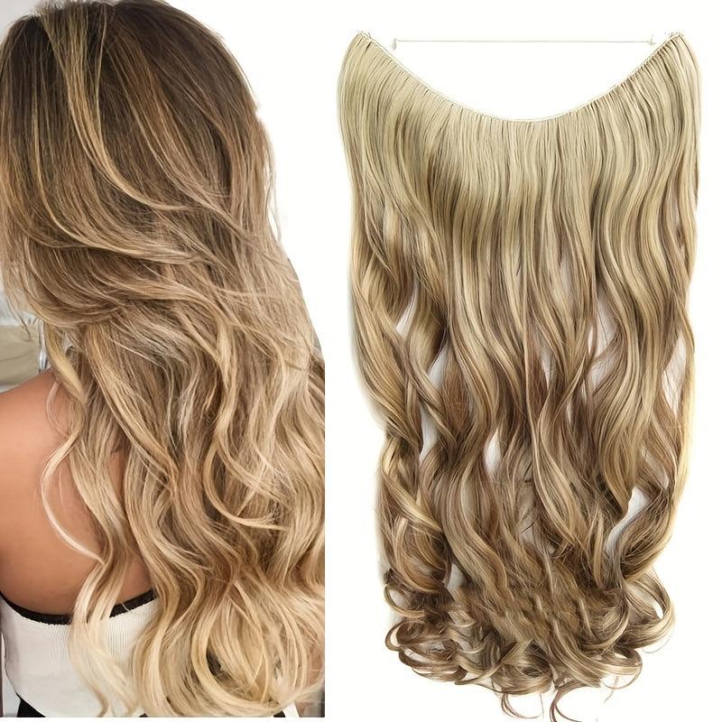 Long Curly Wavy Hair Extensions with Fish Line for Women Girls