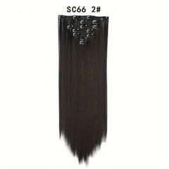 7pcs Set Long Straight Hair Extensions 16 Clips In Synthetic Fiber Hairpieces