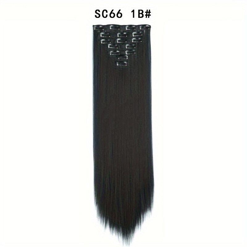 7pcs Set Long Straight Hair Extensions 16 Clips In Synthetic Fiber Hairpieces