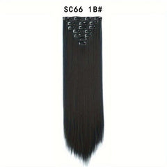 7pcs Set Long Straight Hair Extensions 16 Clips In Synthetic Fiber Hairpieces
