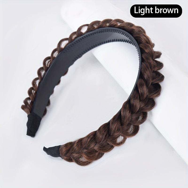 Twist Braided Headband Wide Hair Chunky Plaited Synthetic Braids Hairpiece