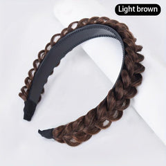Twist Braided Headband Wide Hair Chunky Plaited Synthetic Braids Hairpiece